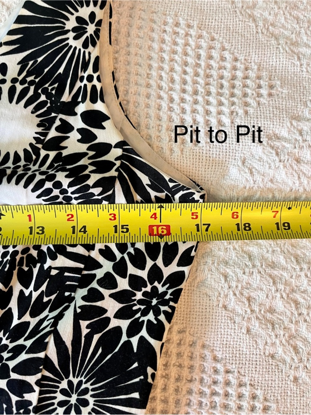 Nine West Black and White Floral Fit & Flare Dress with Cool Black Block Hem - Picture 5 of 7